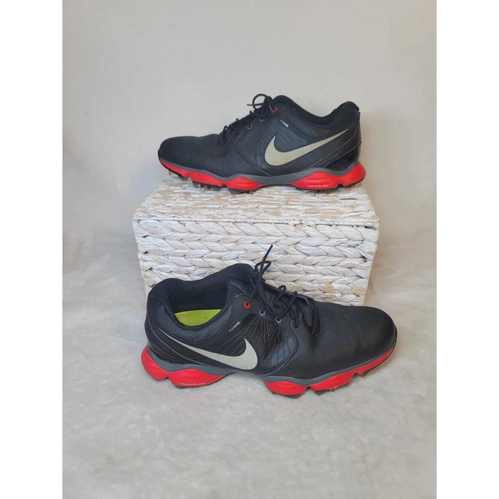 Nike Lunar Control II Golf Shoes Black Activewear 628574-003 Mens 9.5 Spiked